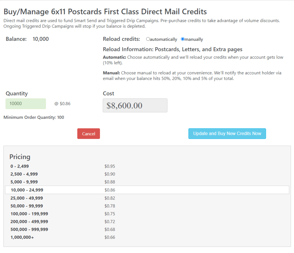 Direct Mail Credit Format Buy Manage