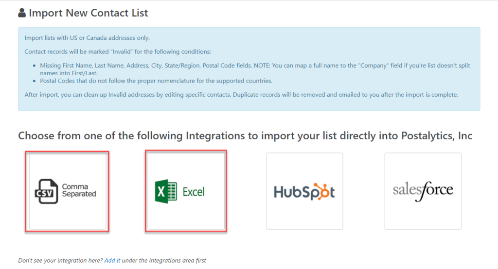 List upload home page