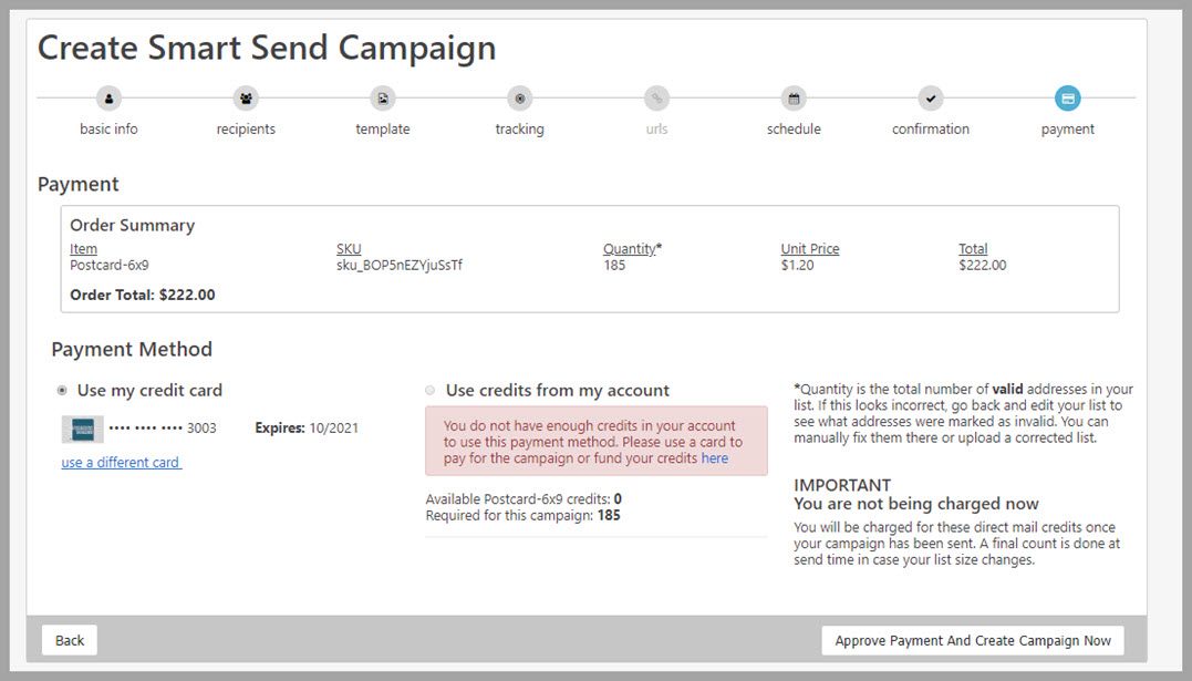Smart Send Payment Page