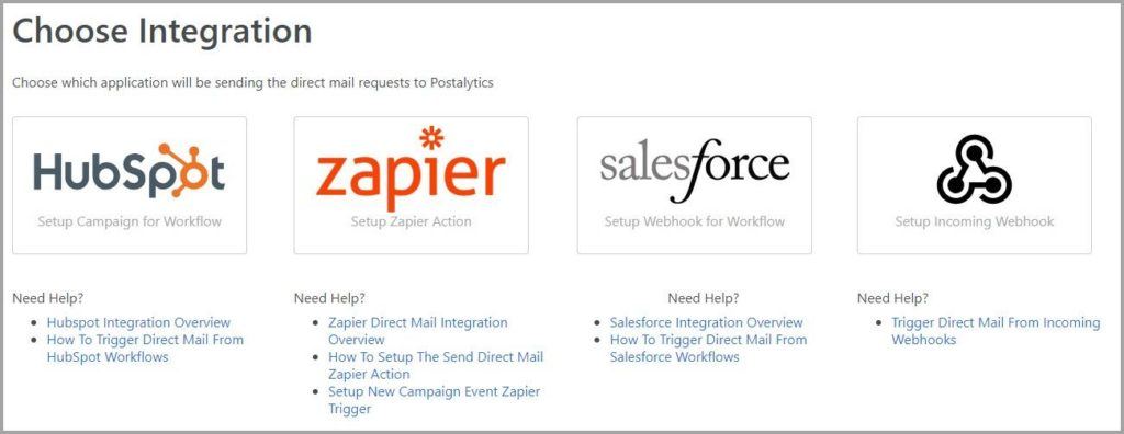 Choose Integration Webhooks Zapier HubSpot Salesforce