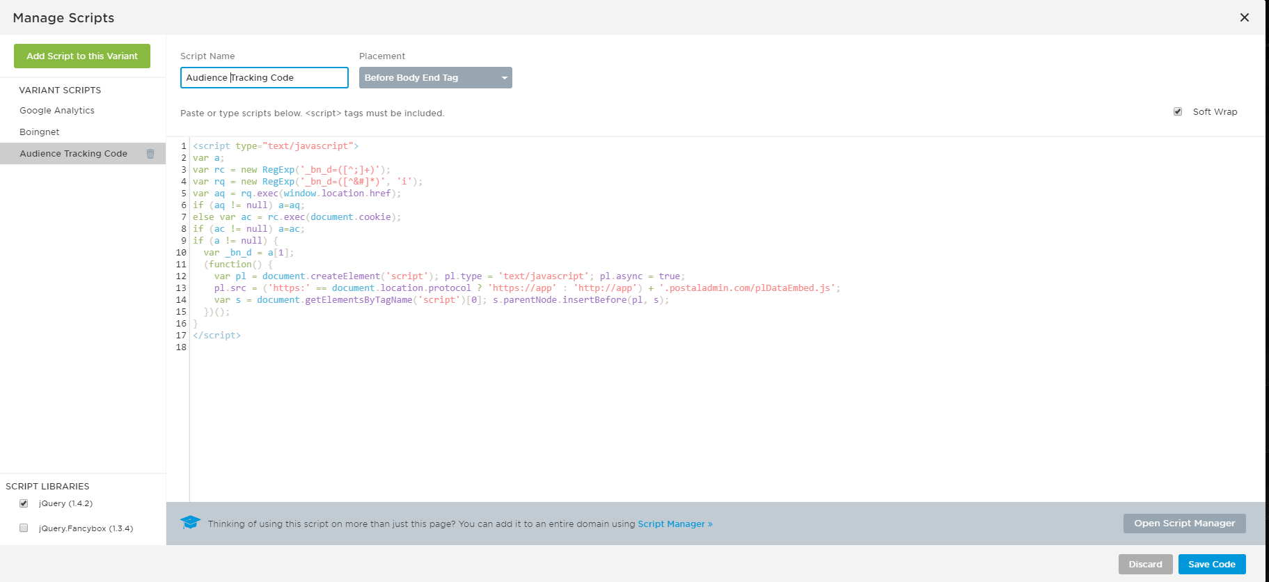 Paste Tracking Code