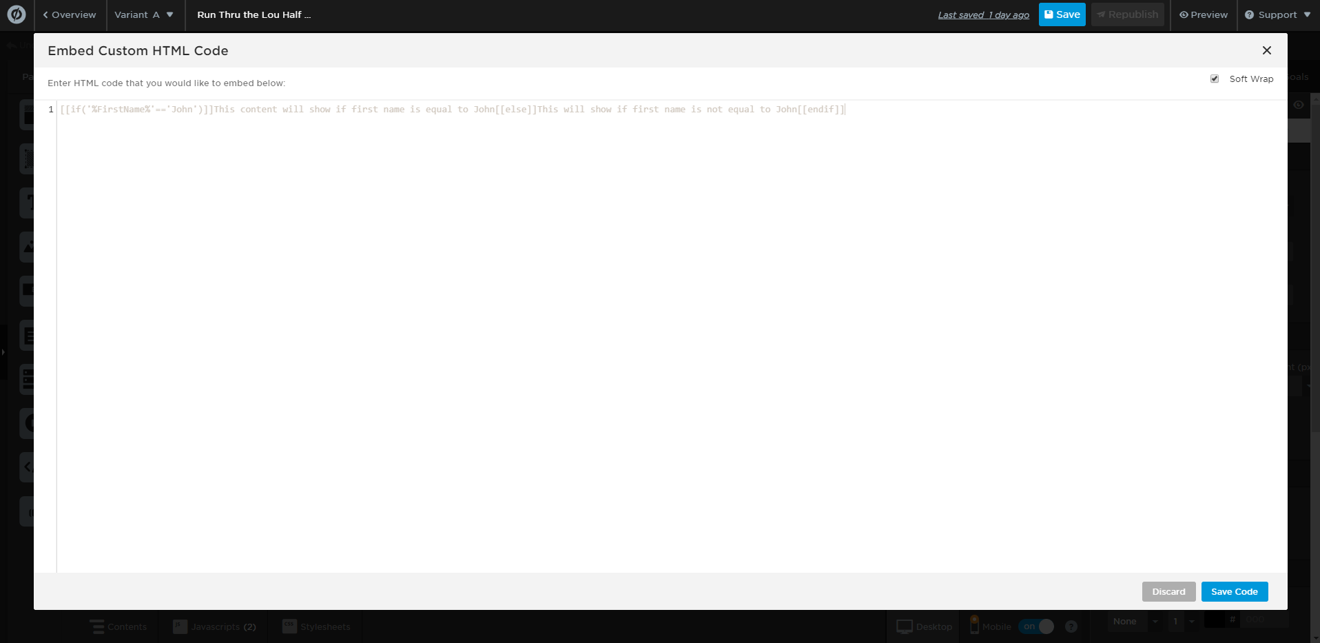 Variable Logic Custom HTML Box