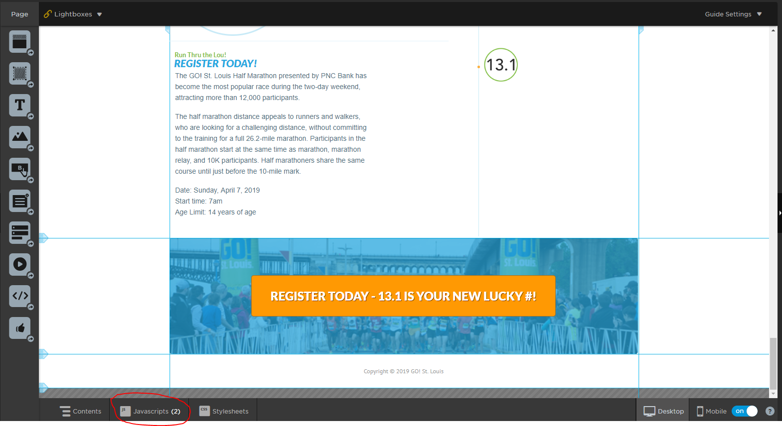 Unbounce Editor - Postalytics Tracking Code