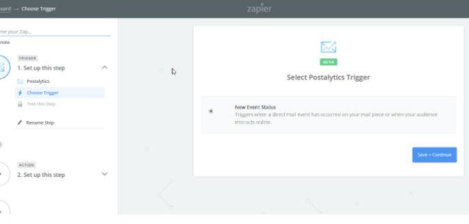 New Campaign Event Zapier Trigger - Select Postalytics Trigger