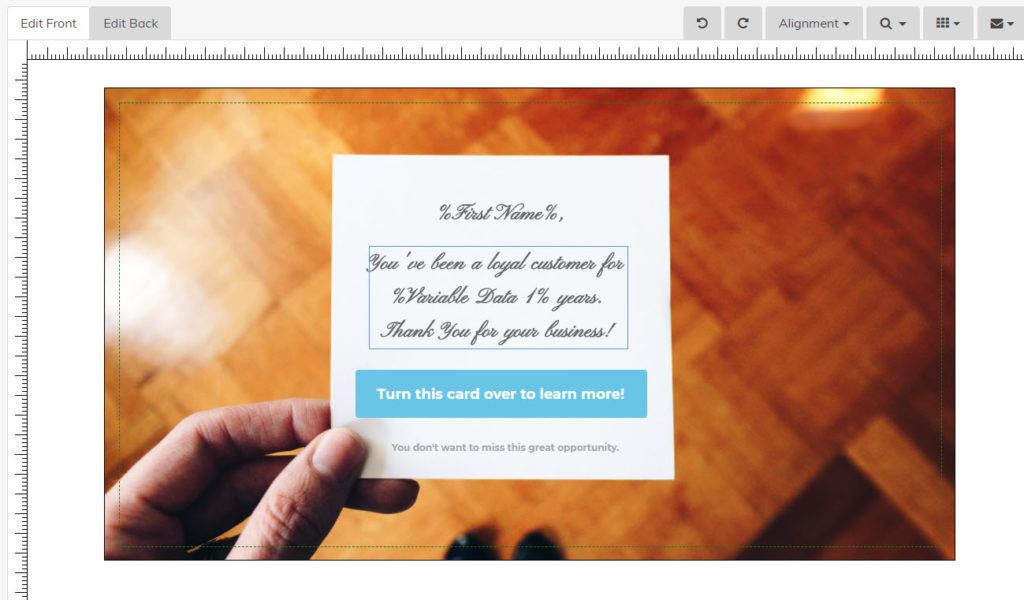 thank you note direct mail template - postalytics