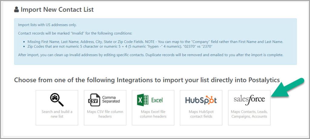 Import New Salesforce Mailing List Choose List Type