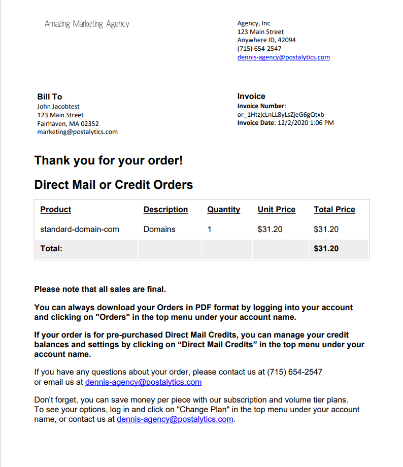 Agency Edition Sample Invoice with Branding from Agency