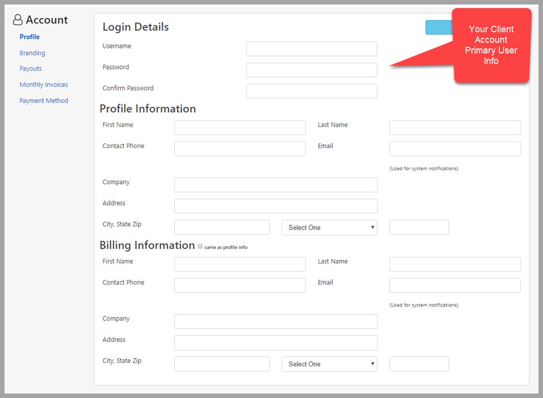 setup client profile