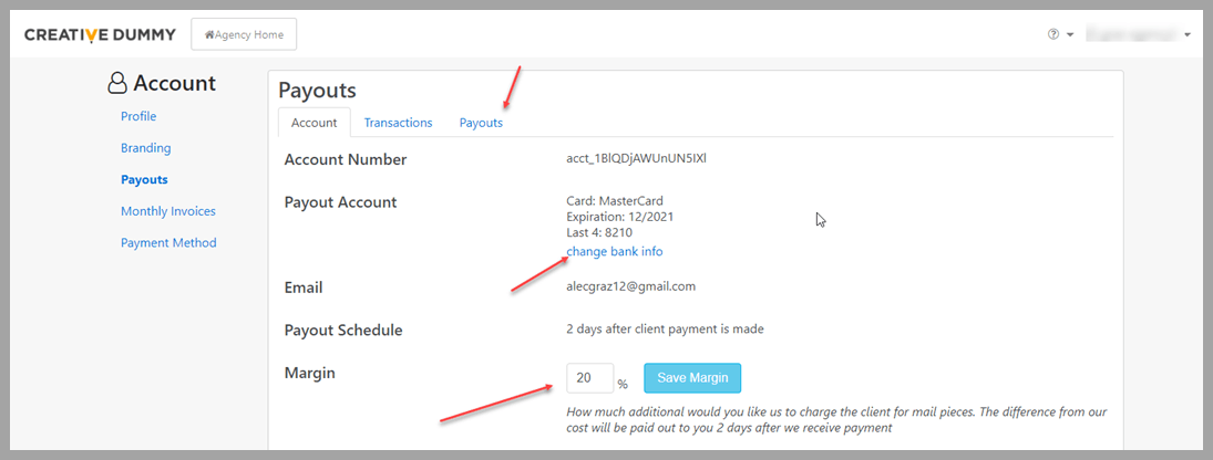 Agency Edition Getting Started - Modify Payout Info