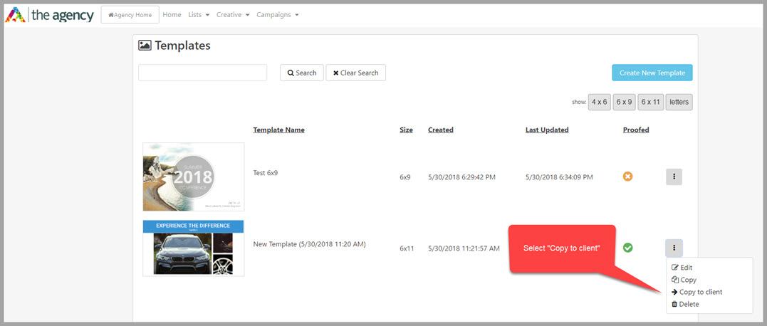 copy to client - how to copy templates