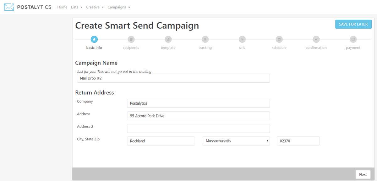 add a mail drop - campaign name