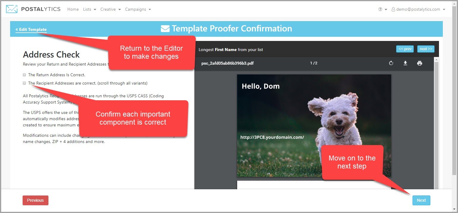Navigate the proofer