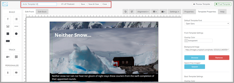 save new template - copy a direct mail template