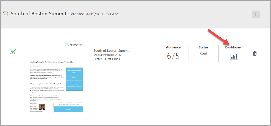 Understanding Your Direct Mail Campaign Dashboard - Choose Campaign