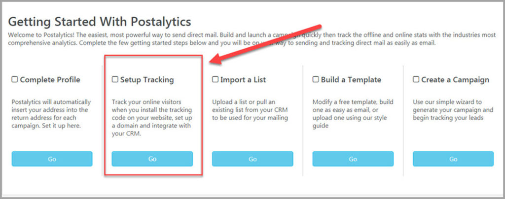 5 easy steps to create purls in postalytics - setup tracking