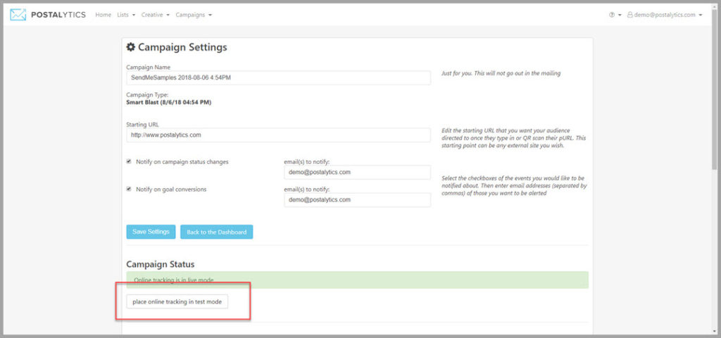 5 Easy steps to create pURLs in Postalytics - Campaign Status