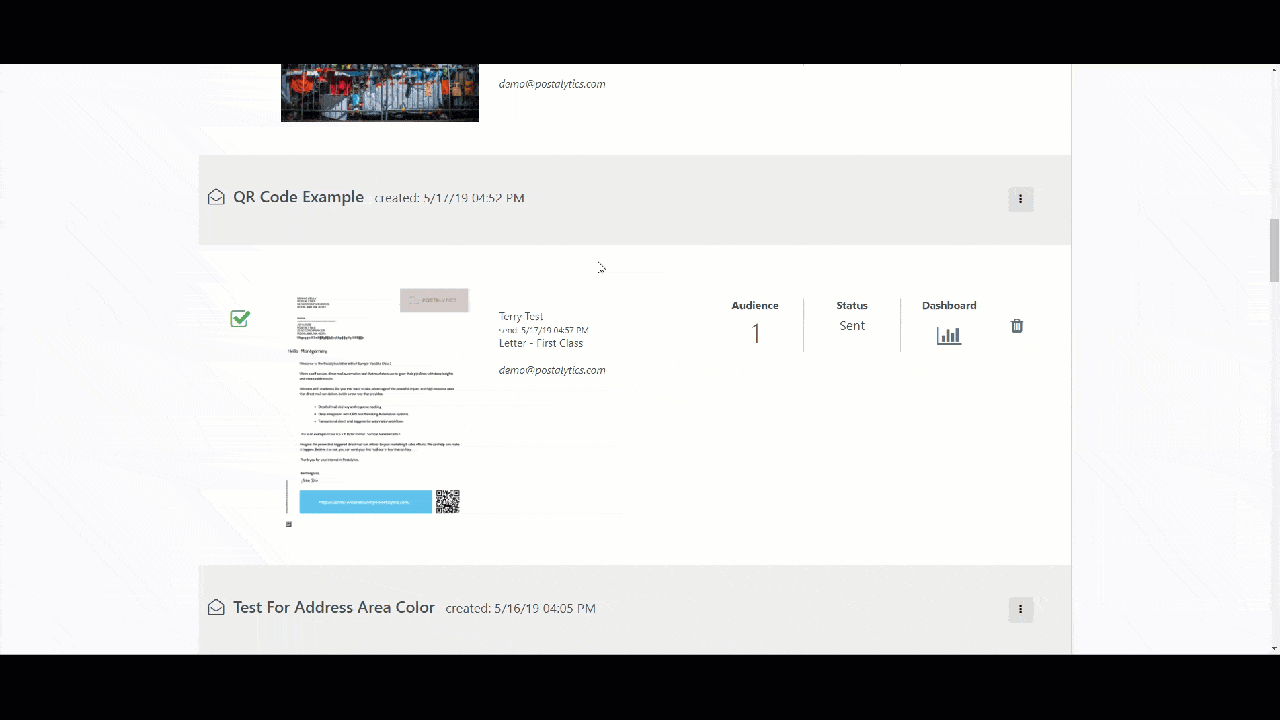 How to enter the campaign dashboard to test qr codes