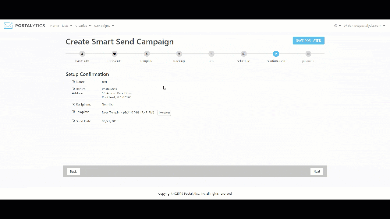 proofed templates in the campaign wizard preview button