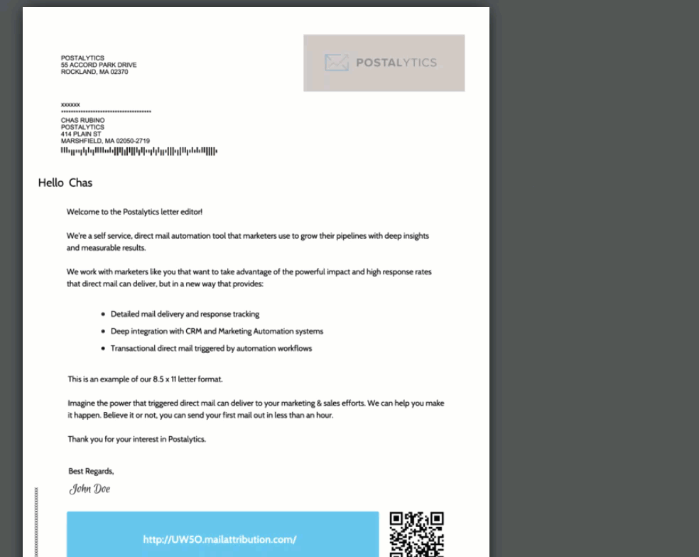 scroll down to PDF view to test the QR code