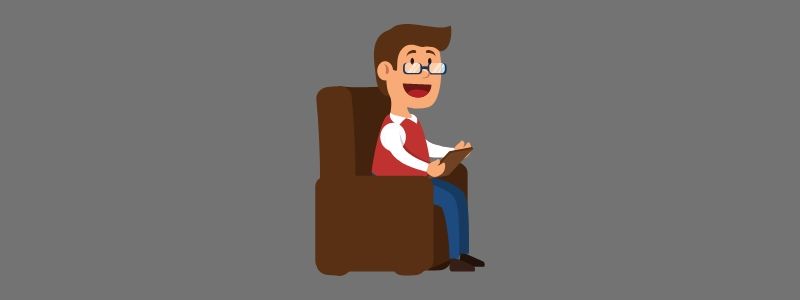 Person at home in chair with mail