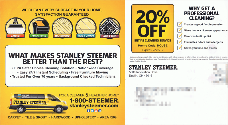 Stanley Steemer Direct Mail Offer