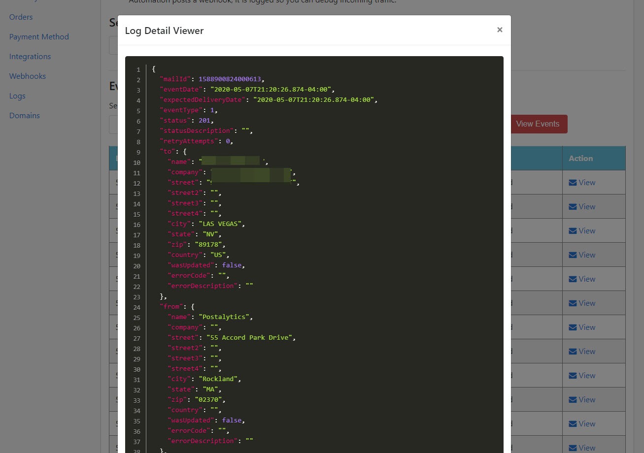 log detail viewer