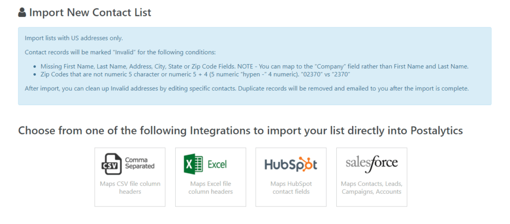 Import Contact List Integration HubSpot Salesforce Excel CSV