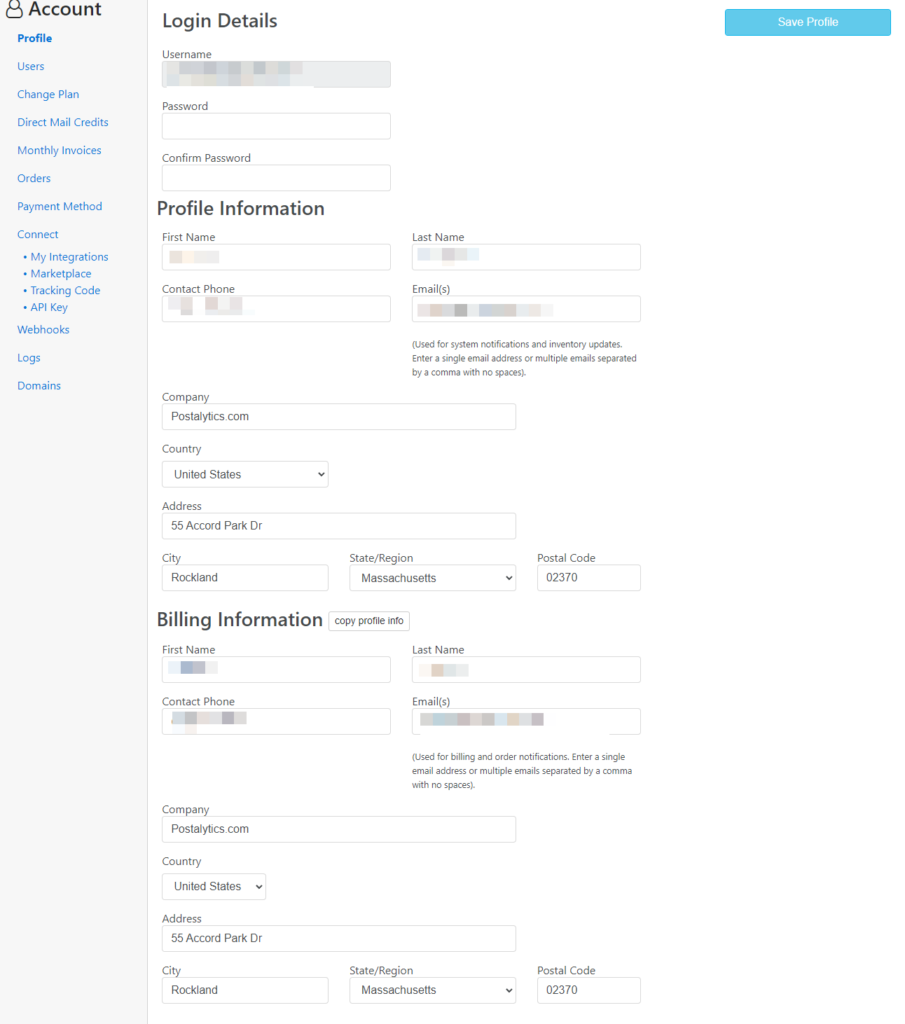 Profile Page with Country Option