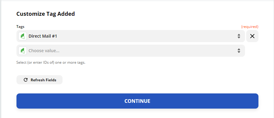 Customized Tag Added: Zapier Infusionsoft Direct Mail Integration