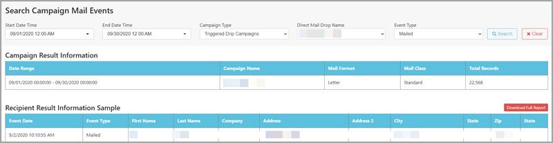Campaign Mail Events Report - Postalytics