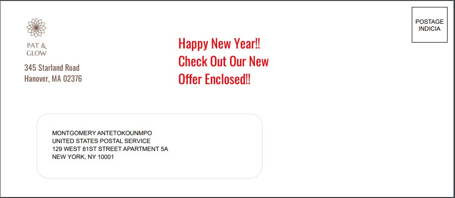 sample custom envelope - postalytics