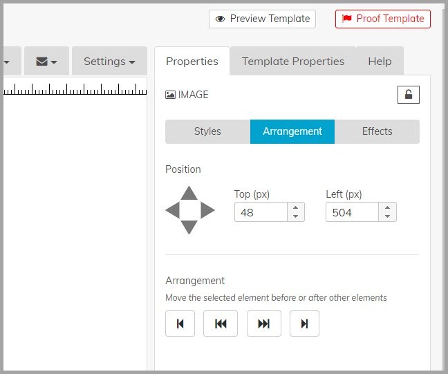 Postalytics editor arrangement tool