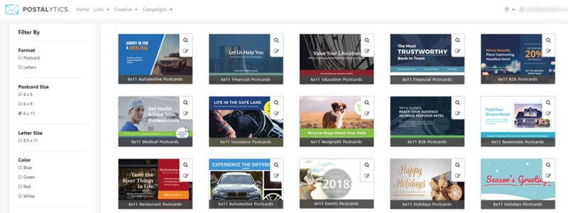 Postalytics pre-built direct mail templates