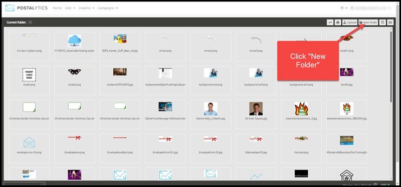New folder in Postalytics asset manager