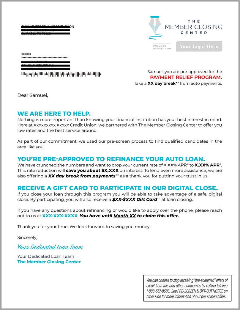 Personalized letter credit union marketing case study - Postalytics