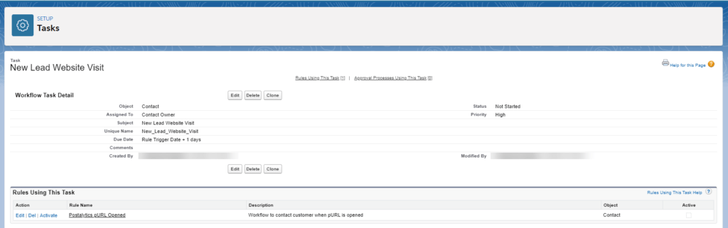 Postalytics Status Code in Salesforce workflow