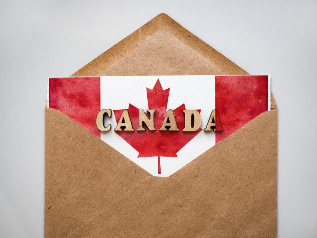 Canadian flag in an envelope