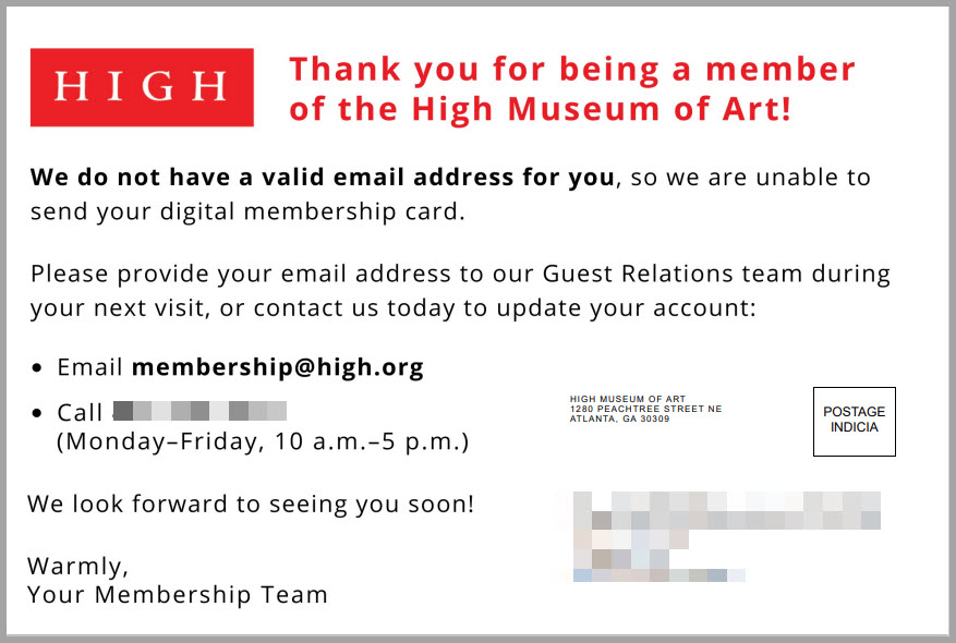 Automated direct mail museum outreach - email capture