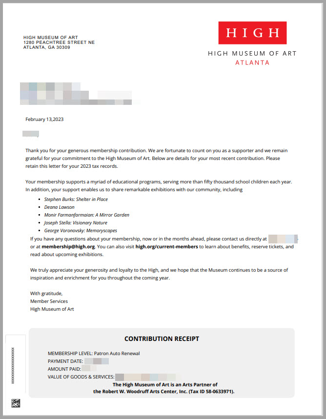 Donor thank you letter with variable data