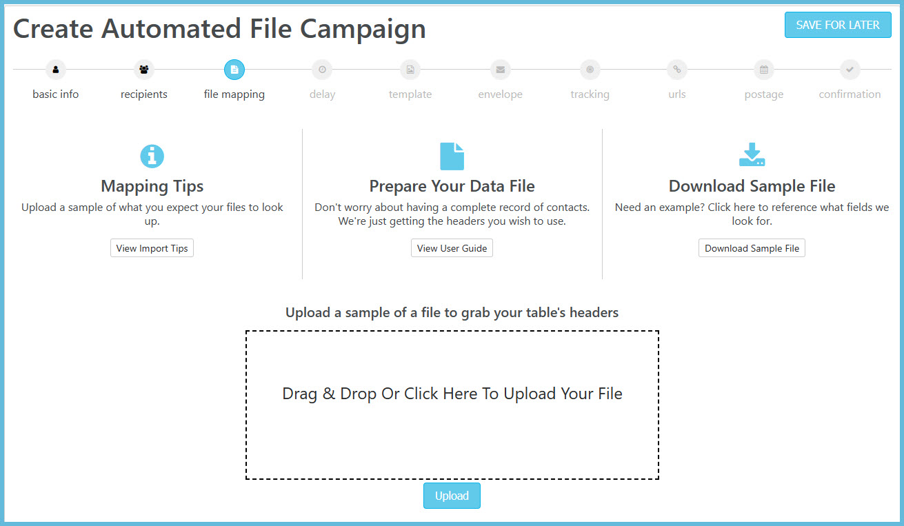 Automated File Campaign Drag and Drop your file