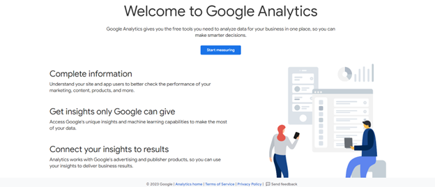 A screenshot of Google Analytics landing page