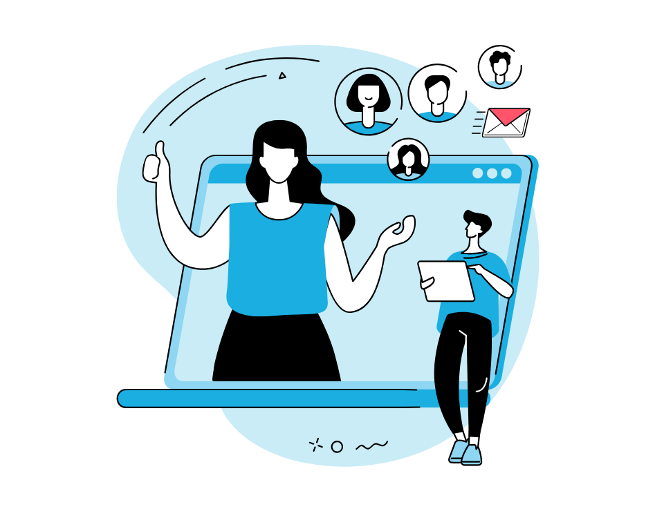 Woman presenting on video call