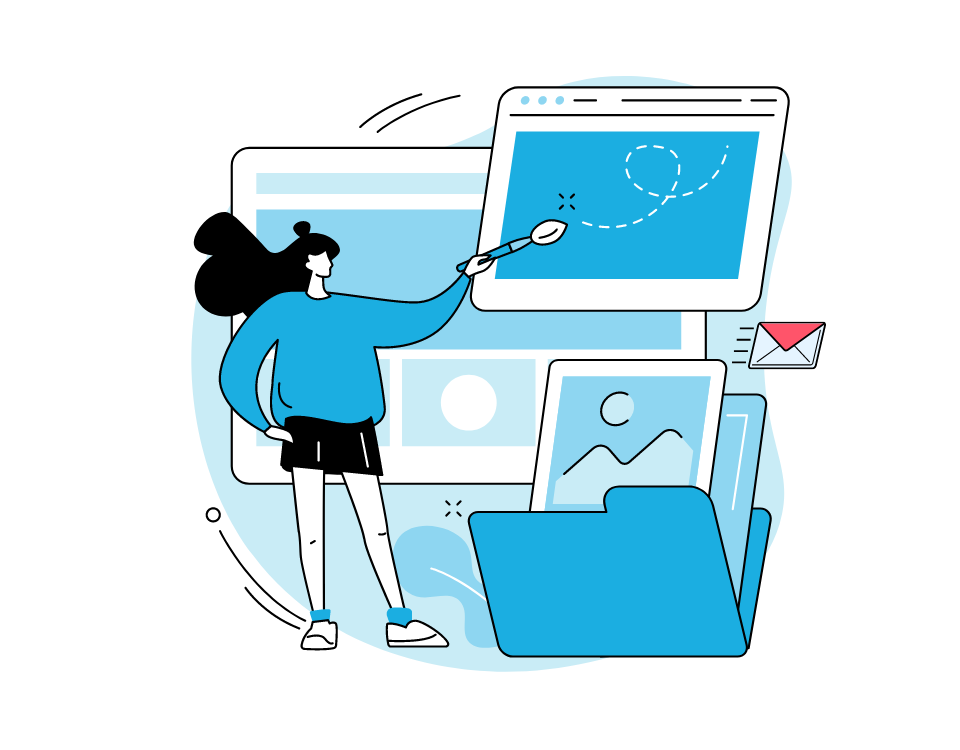 Woman illustrating digital design