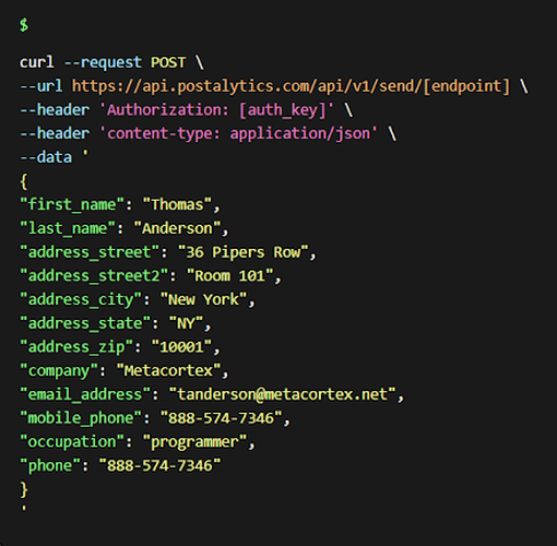 Postalytics Direct Mail API