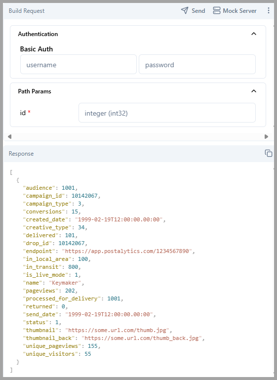 Postalytics Direct Mail API SDK snippet