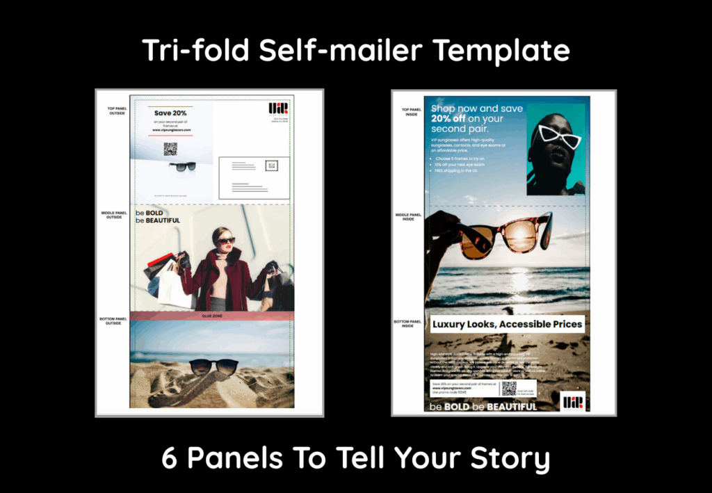 Tri-fold Self-Mailer Template 6 Panels to tell your story