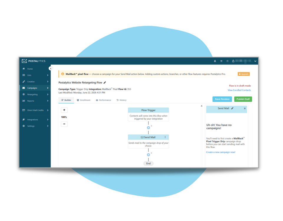 Postalytics MailBackTM flow editor